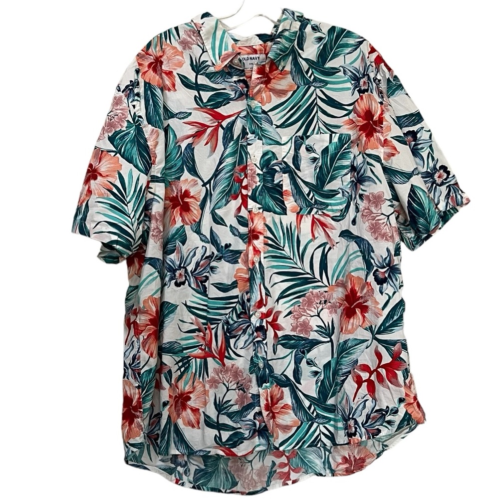 Old Navy Men’s XXL Hawaiian Print Button Down Shirt Y6